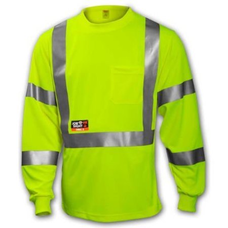 TINGLEY RUBBER Tingley Class 3 FR Long Sleeve T?Shirt, Fluorescent Yellow/Green, 2XL S85522.2X